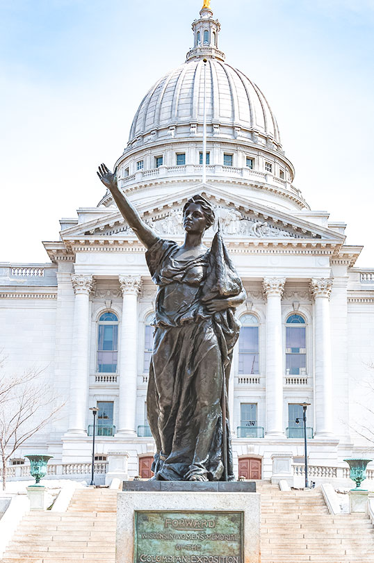 Wisconsin Madison state capitol "Forward" statue