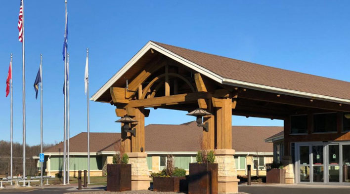 Exterior view of the Chippewa Valley Veterans Home in Chippewa Falls, WI.
