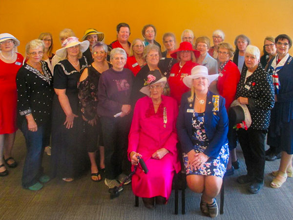 Eau Claire DAR Group photo Kentucky Derby hat celebration